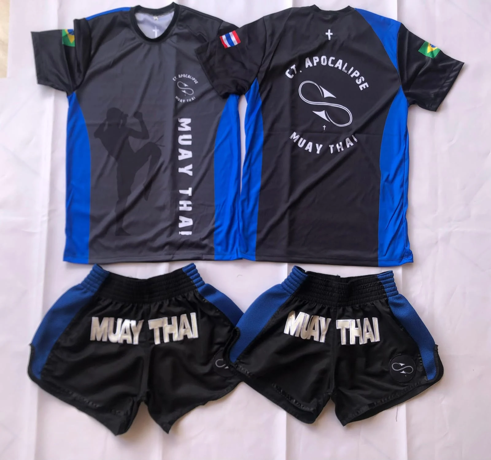 Conjuntos personalizados de camiseta e shorts para equipe de luta